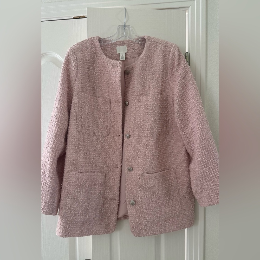 H&M Pink Boucle Jacket L - Picture 2 of 7